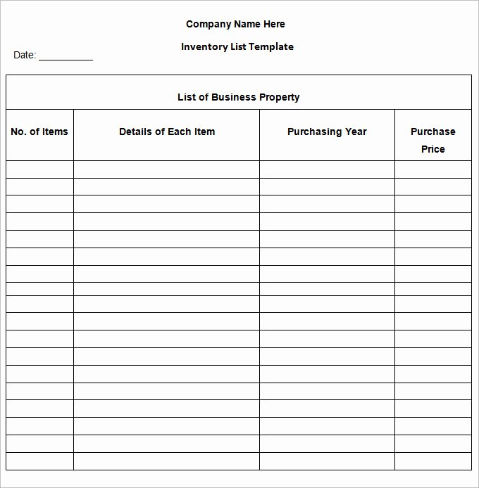 Inventory List Template 13 Free Word Excel Pdf