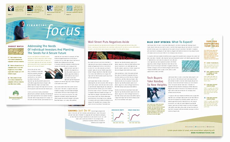 Investment Management Newsletter Template Word &amp; Publisher