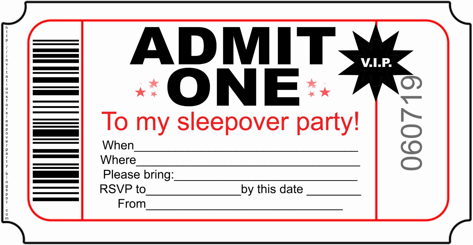 Invitations for Sleepover Party