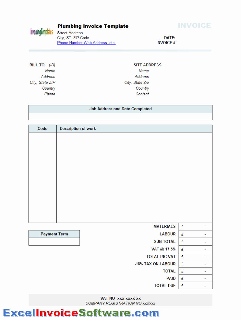 Invoice format for Contractor
