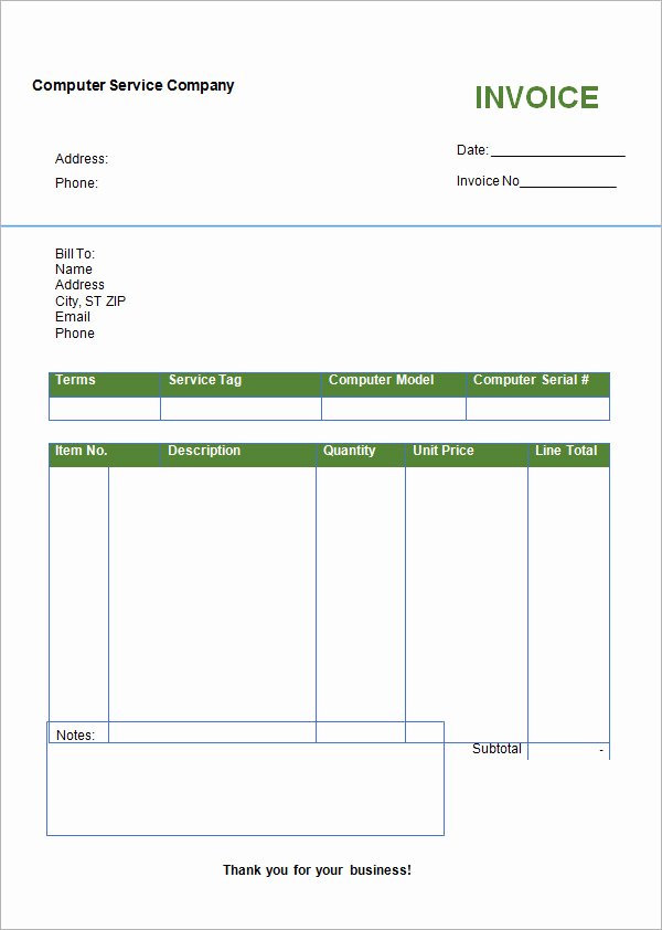 Invoice format In Word Free Download