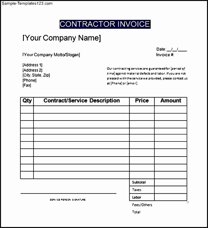 Invoice Template Contractor