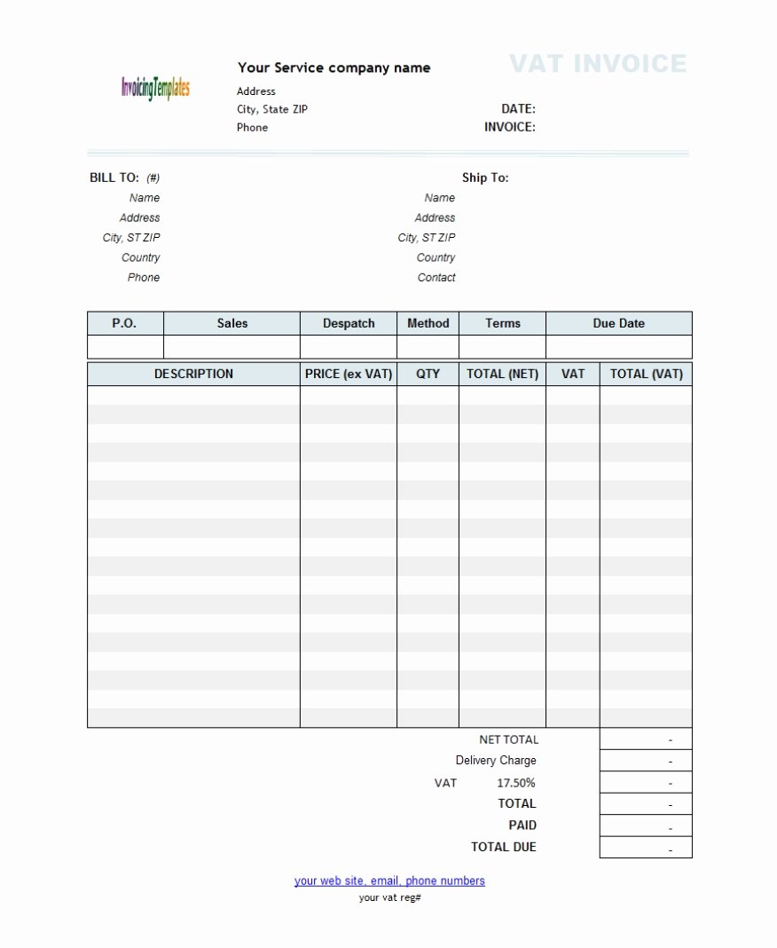 Invoice Template for Services Rendered Invoice Template