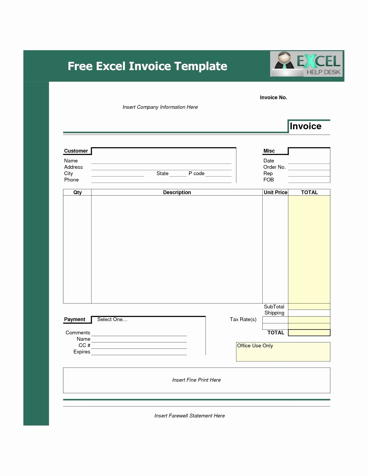 Invoice Template Free Download Excel Invoice Template Ideas