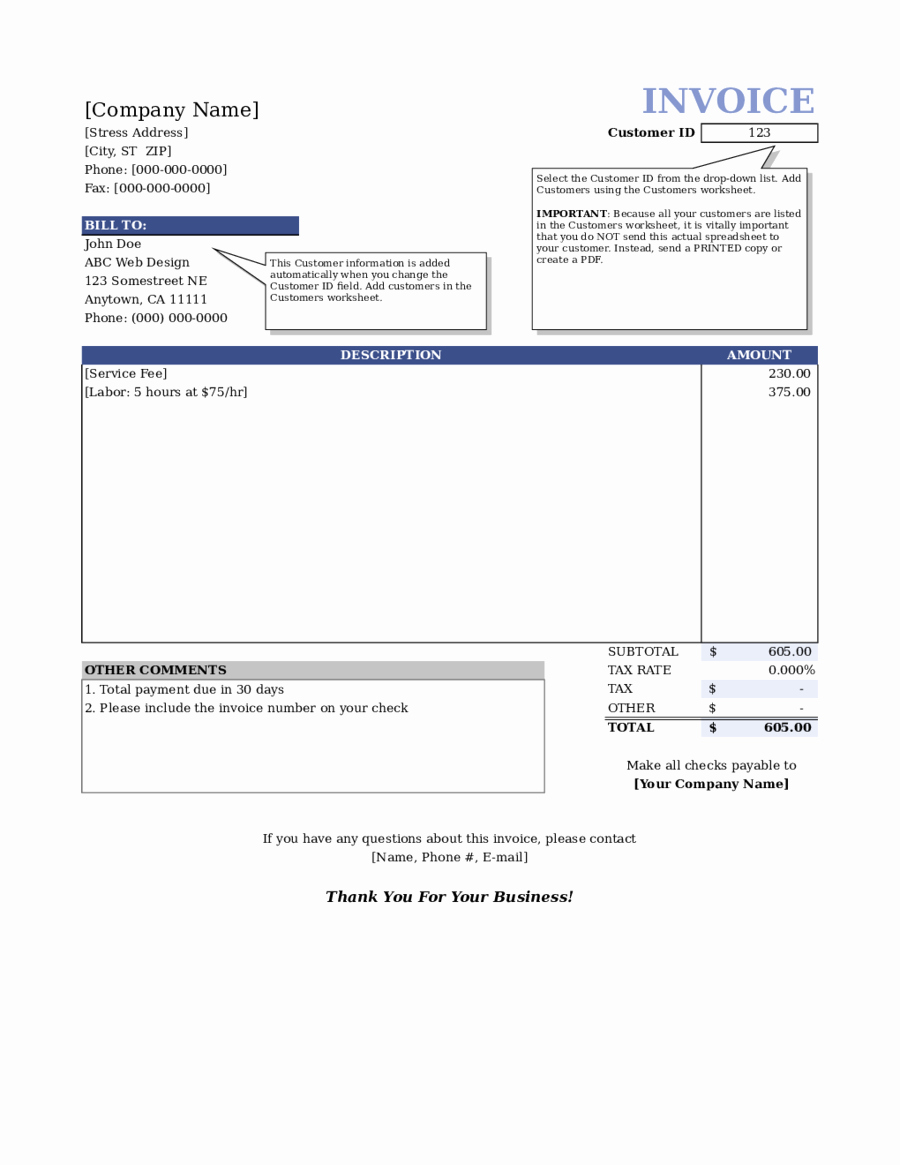 Invoice Template Free Invoice Template Word Excel &amp; Pdf
