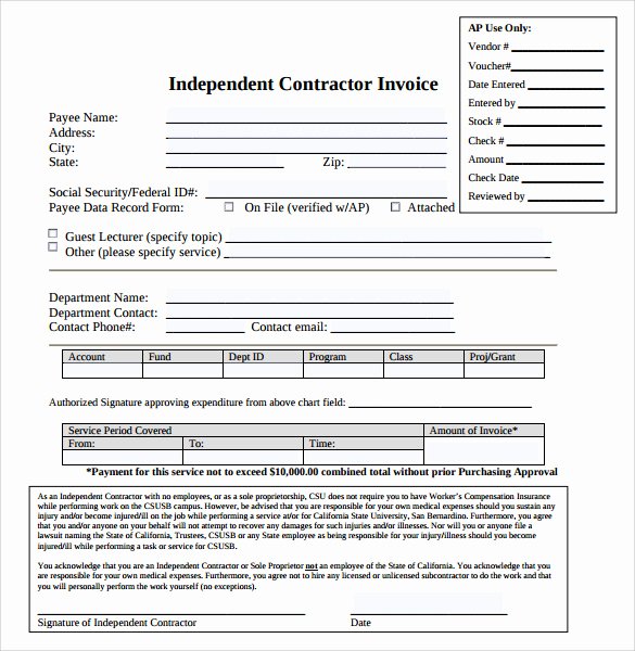 Invoice Template Independent Contractor