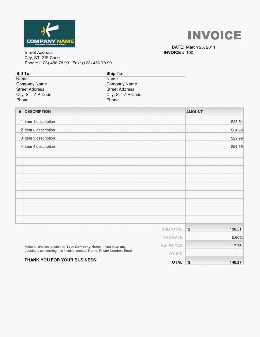 Invoice Template Sample Free Downloadmemo Templates Word