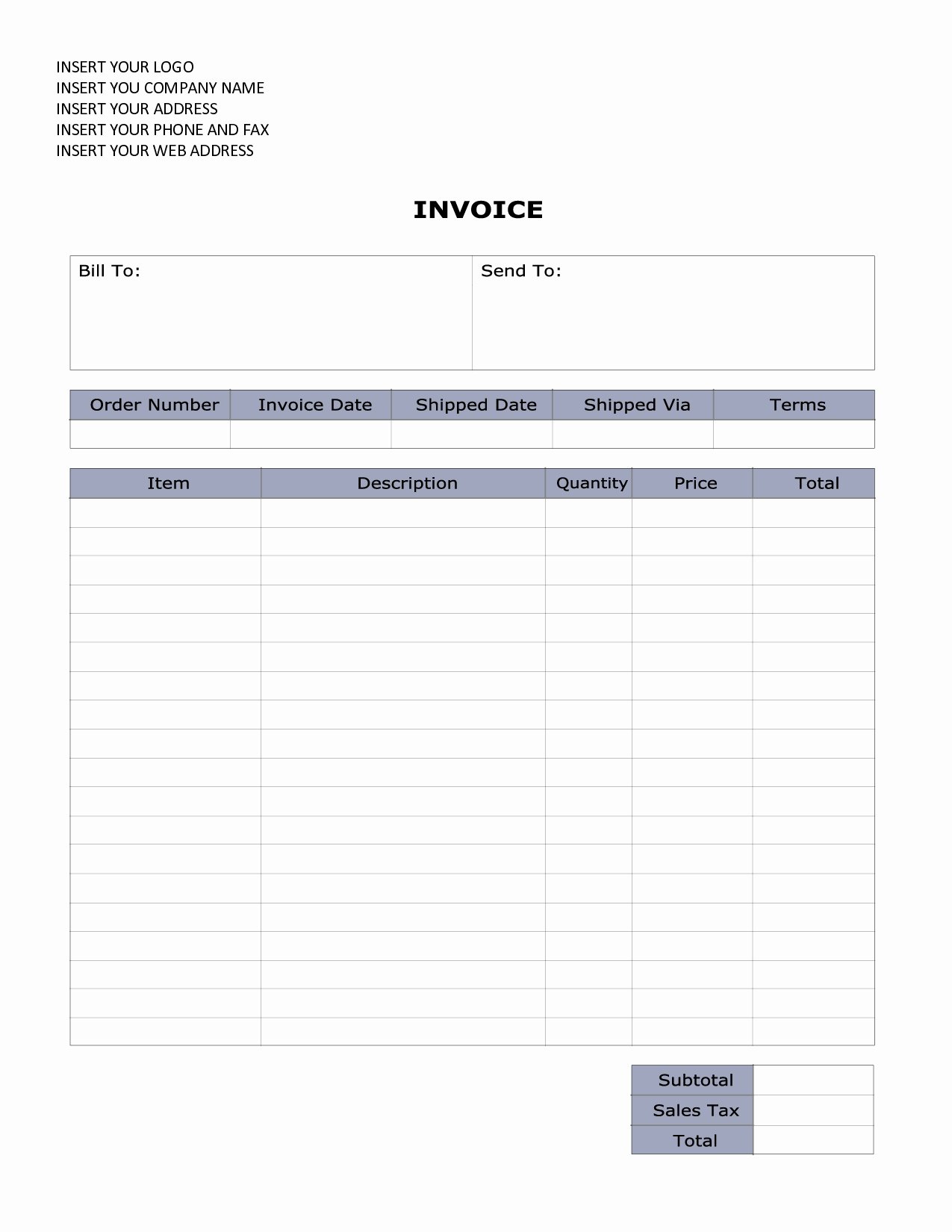 Invoice Template Word Doc