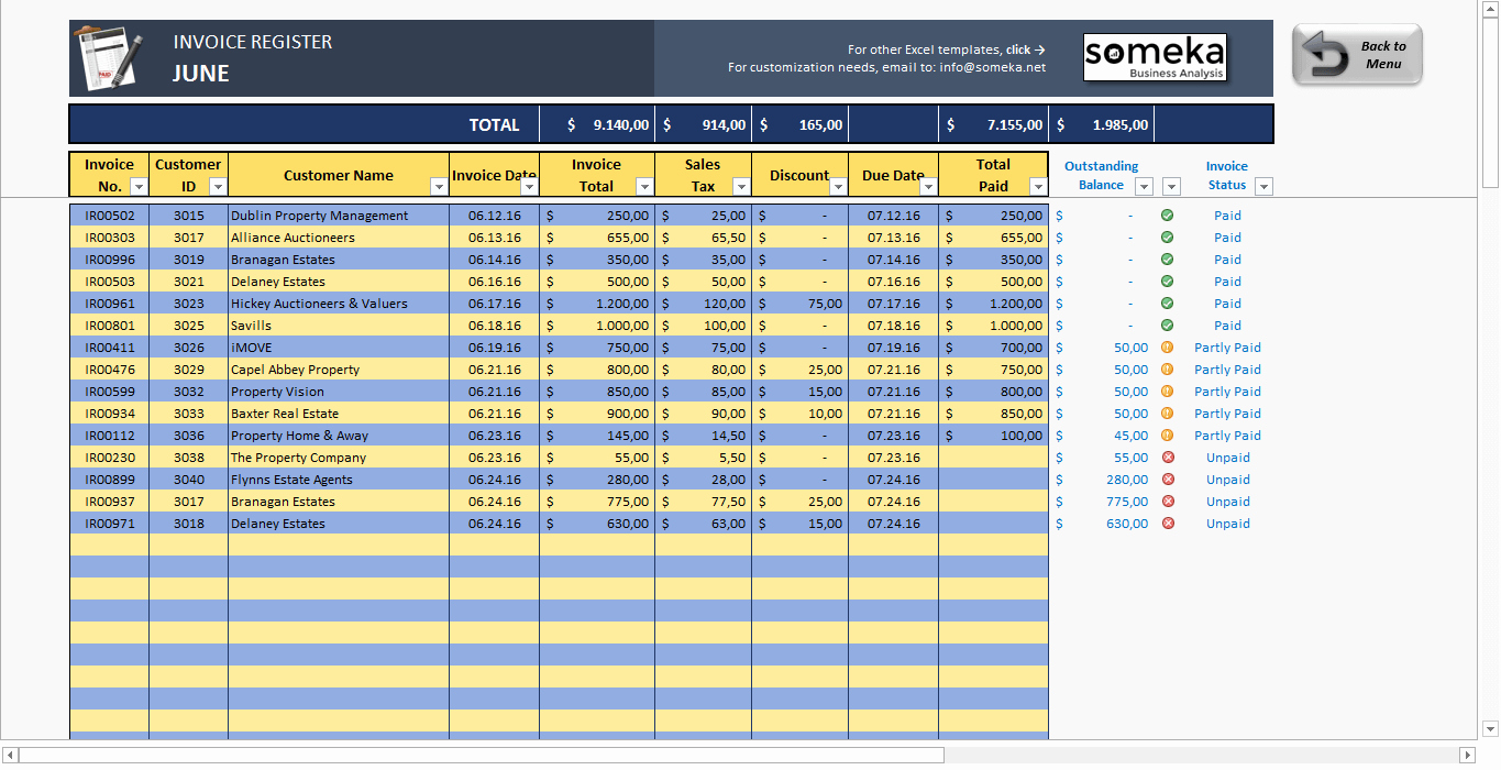 Invoice Tracker Free Excel Template for Small Business