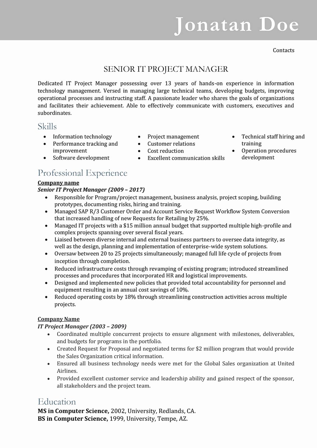 It Manager Resume Samples and Writing Guide [10 Examples