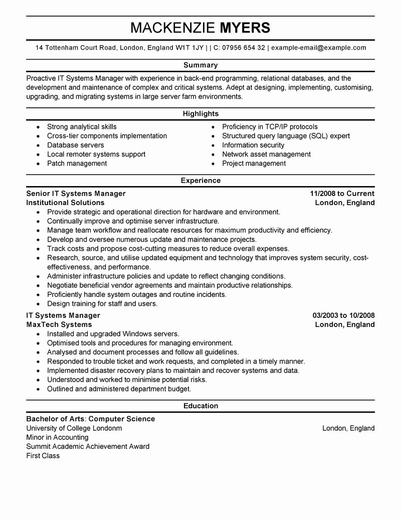 It Resume Examples It Sample Resumes