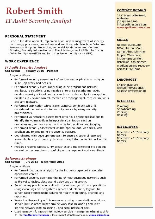 It Security Analyst Resume Samples
