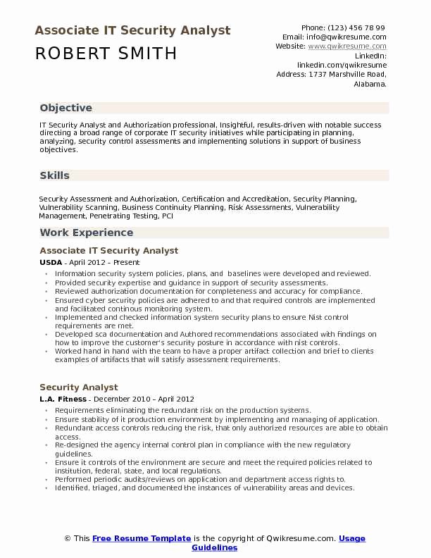 It Security Analyst Resume Samples