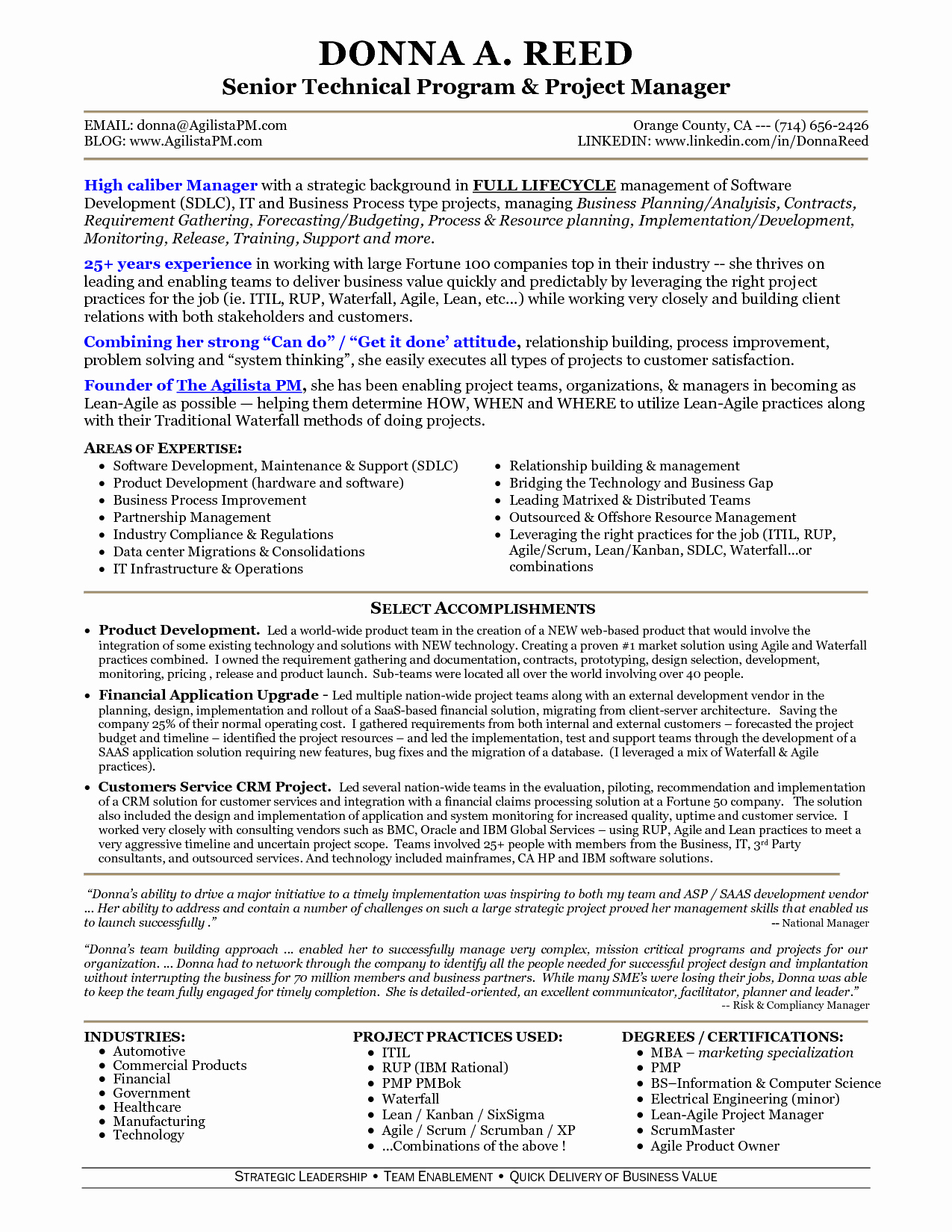 It Technical Project Manager Sample Resume Bongdaao