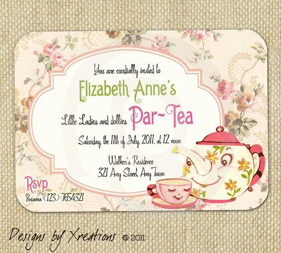 Items Similar to Cute Vintage Tea Party Invitation Digital