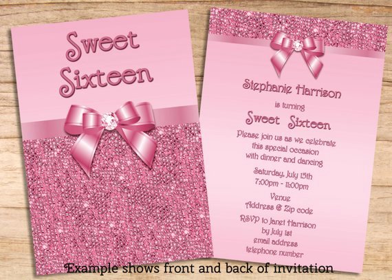 Items Similar to Printable Sweet 16 Pink Sequins and Bow