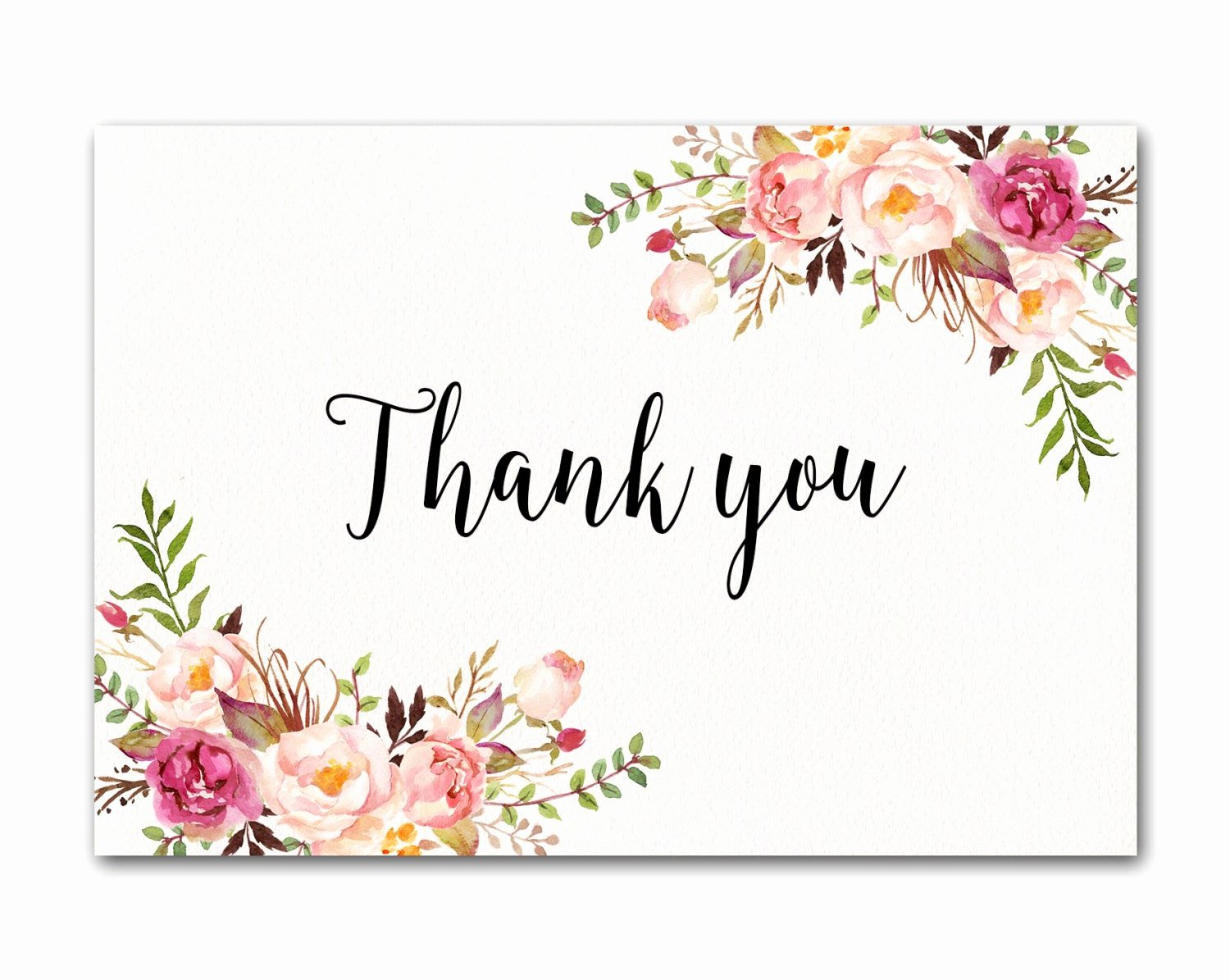 Ivory Thank You Card Floral Thank You Card Wedding Thank You