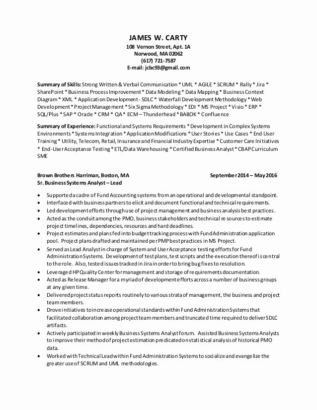 James Carty Text Based Resume May 2016
