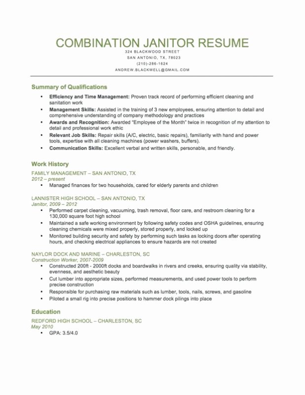 janitorial resume examples