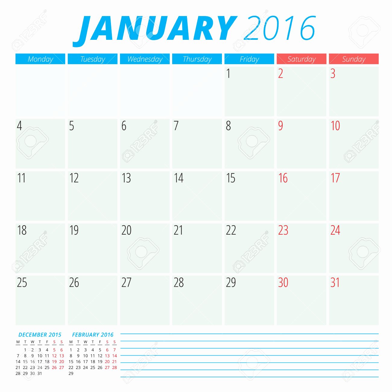 January 2016 Calendar Printable Template – 2017 Printable