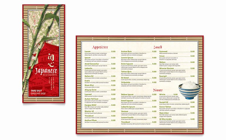 Japanese Restaurant Take Out Brochure Template Word