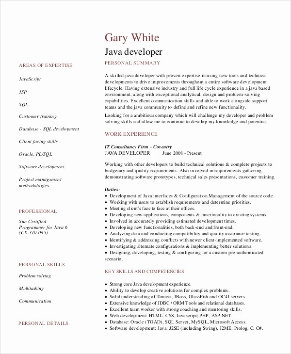 java developer resume sample beautiful experienced software engineer resume java developer resume java