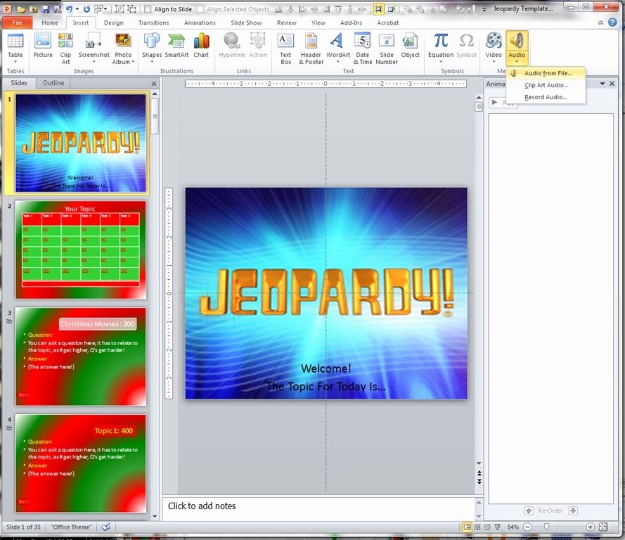 Jeopardy Template Powerpoint 2010 with sound Invitation