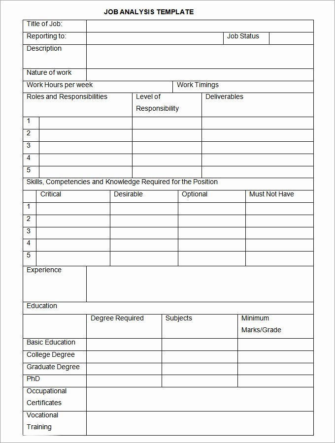 Job Analysis Template 12 Free Word Excel Documents