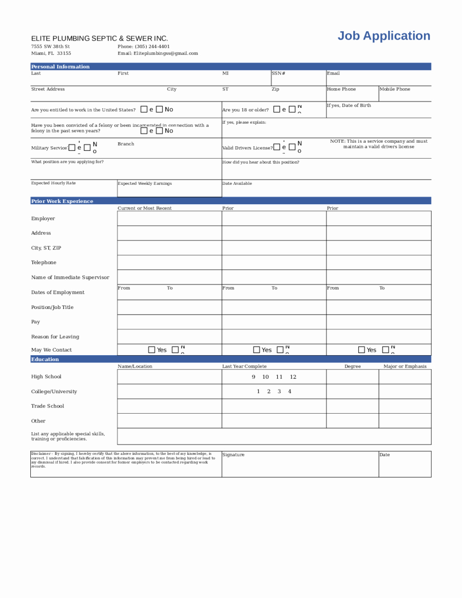 Job Application form Free Printale Templates In Pdf