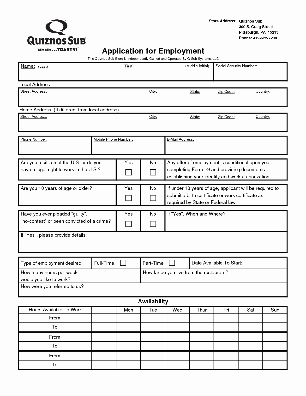 Job Application form Template Free Printable Documents