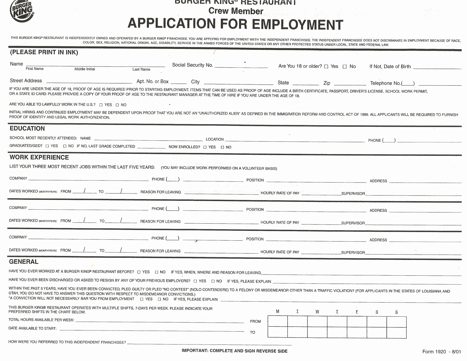 Job Application Printable Job Applications Printable Job