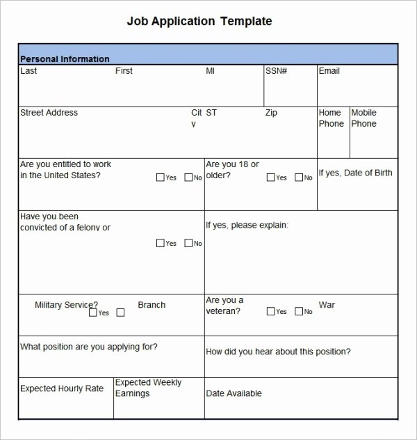 Job Application Template Word F Resume