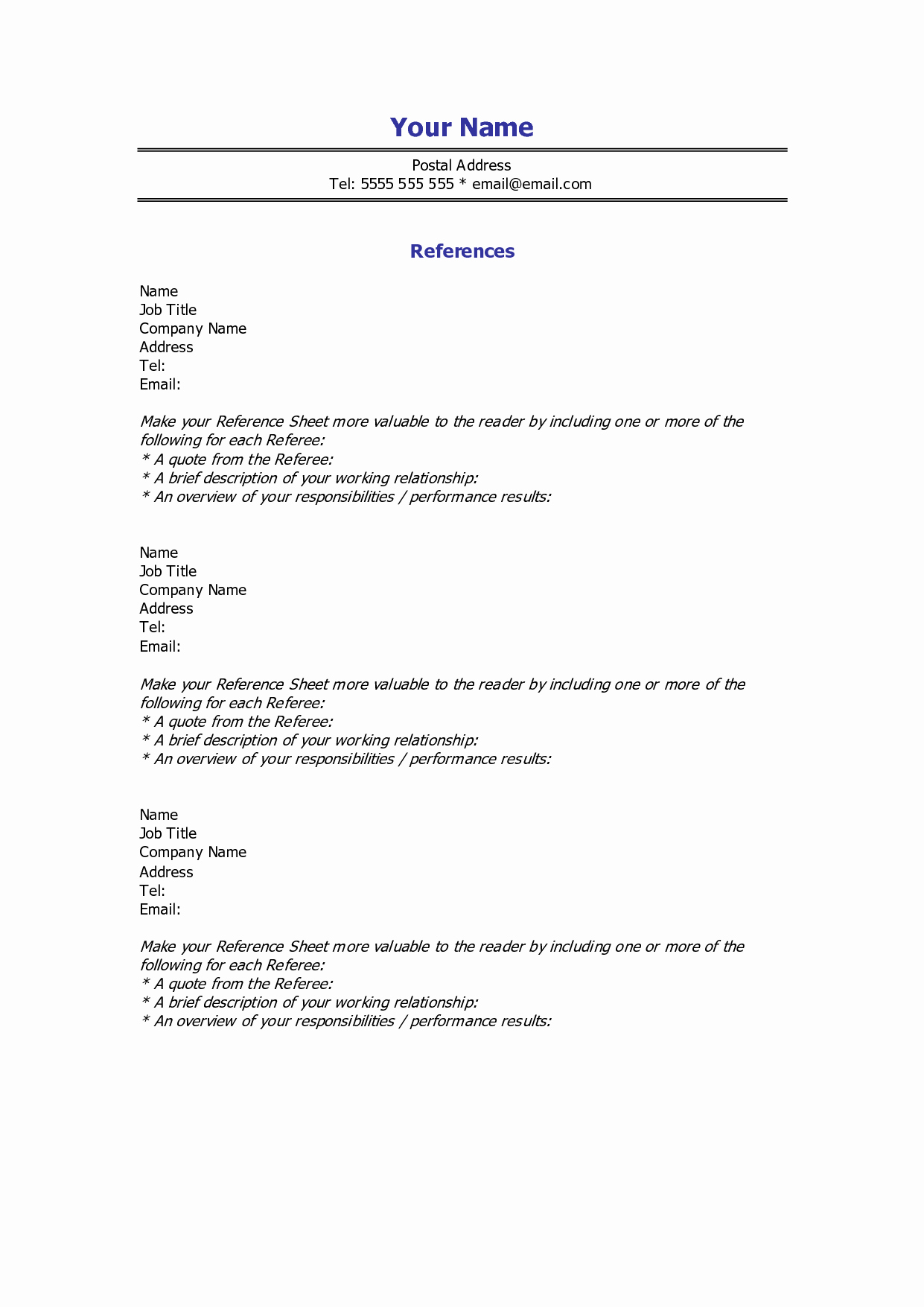 Job Reference Page Template Apa Essay format Resume Job
