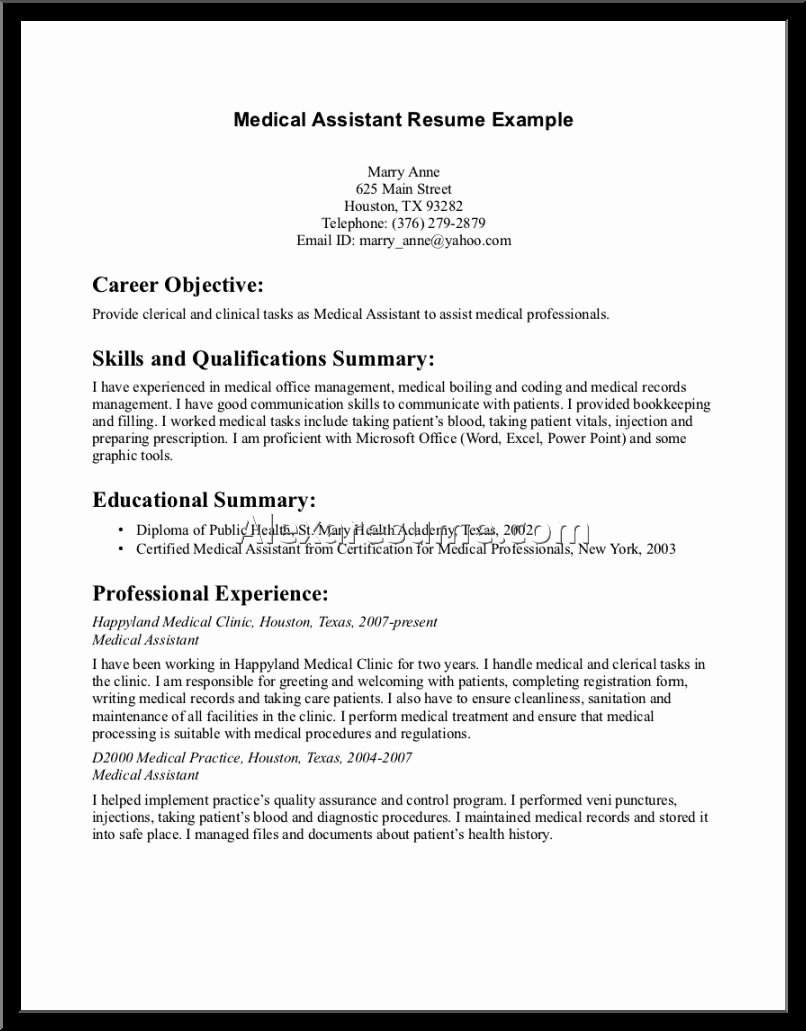 job resume format in word for medical assistant