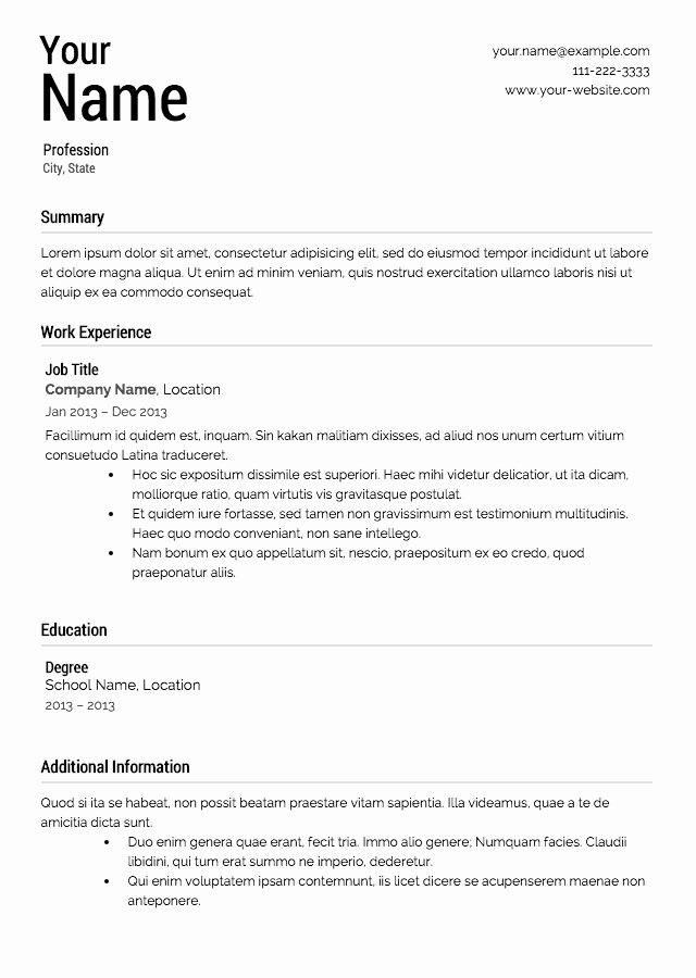 Job Resume Template