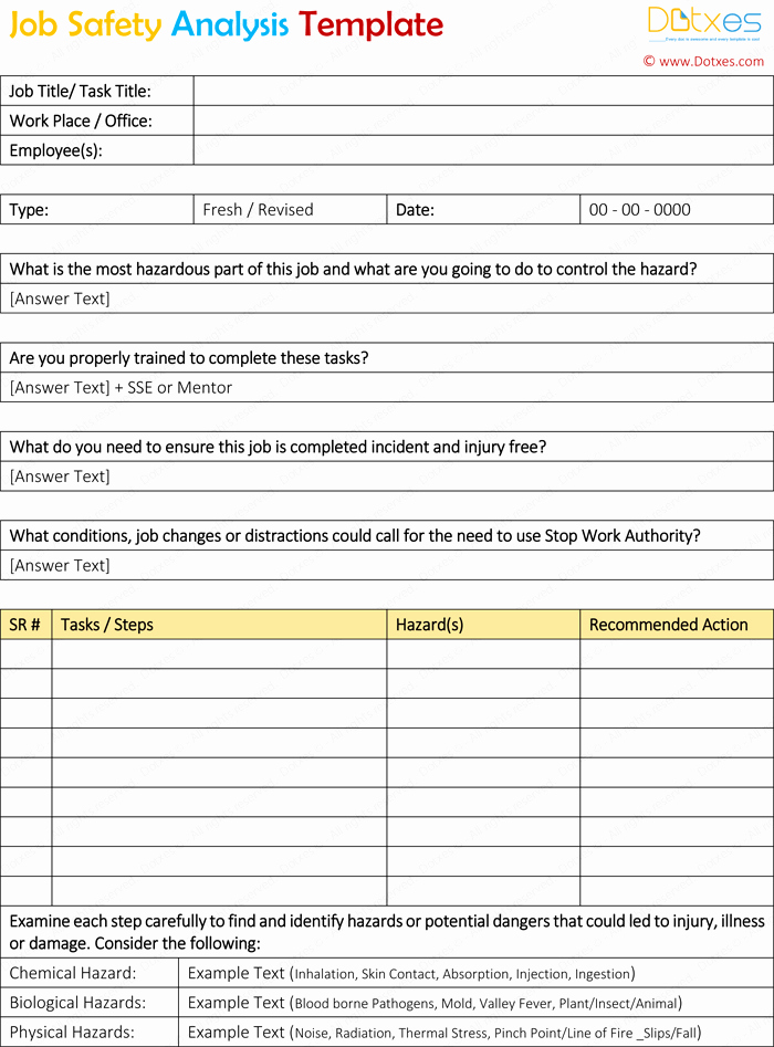 job safety analysis template