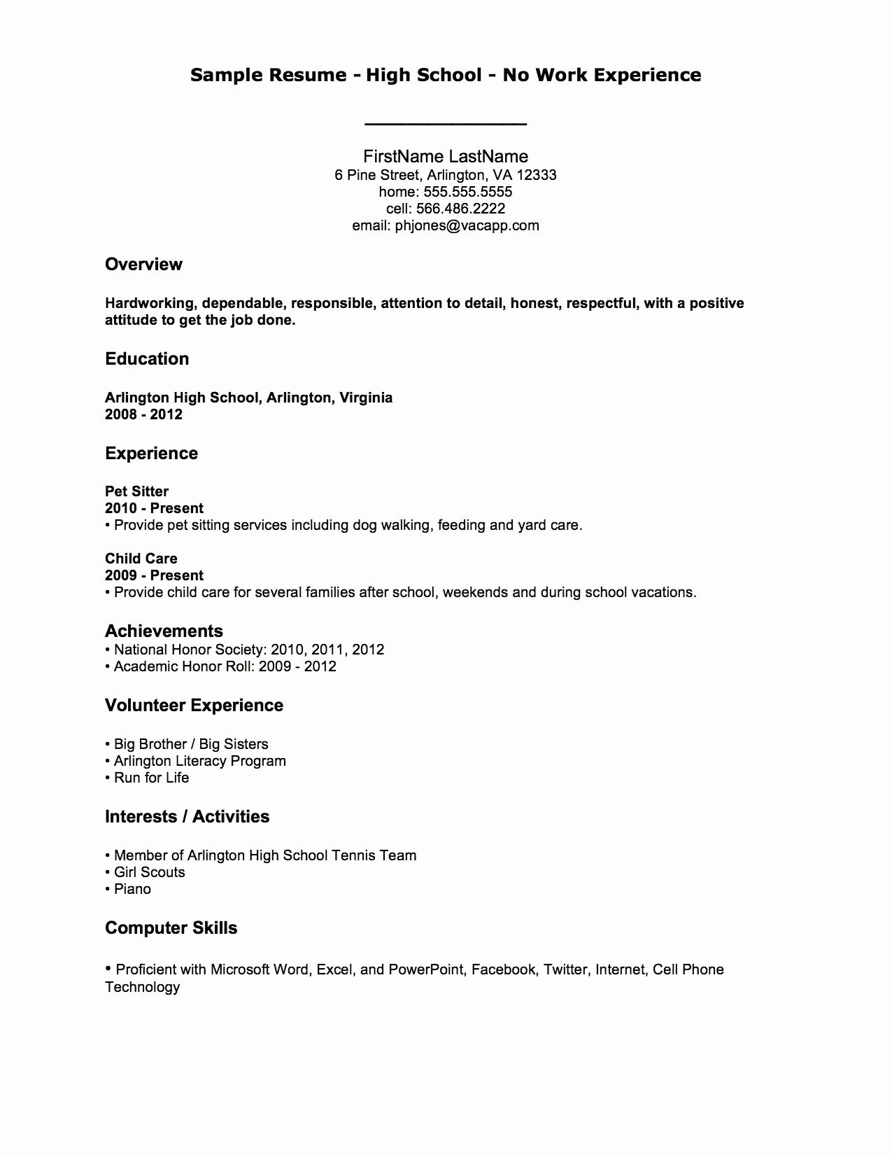 Job with No Work Experience Resume Template Examples Work