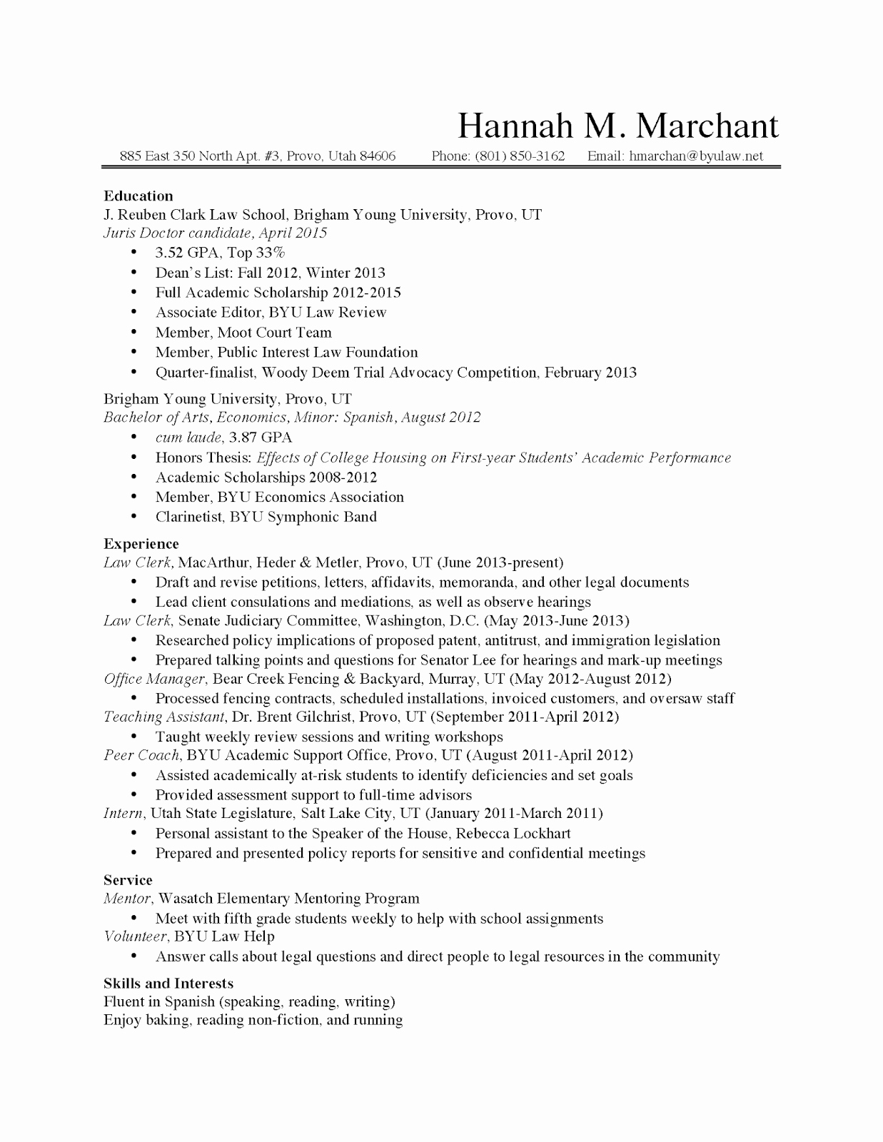 Jrcls Dc Law Student Resume Seeking Summer Position In