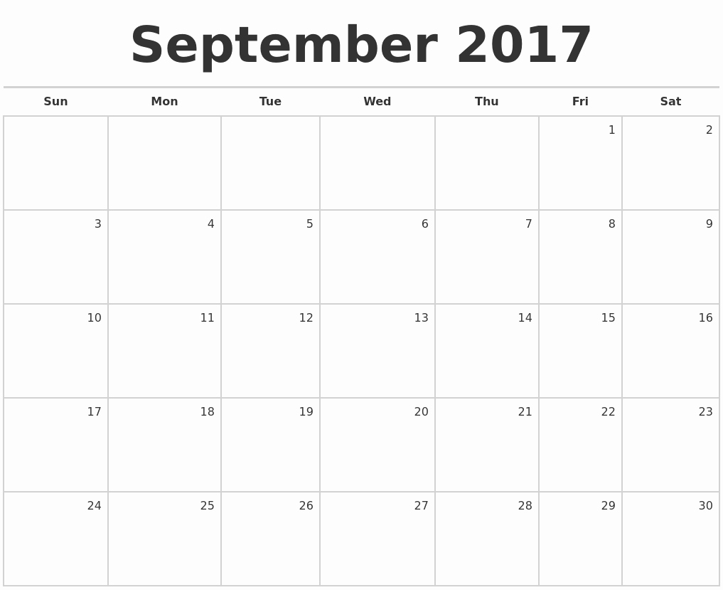 July 2017 Monthly Calendar Template