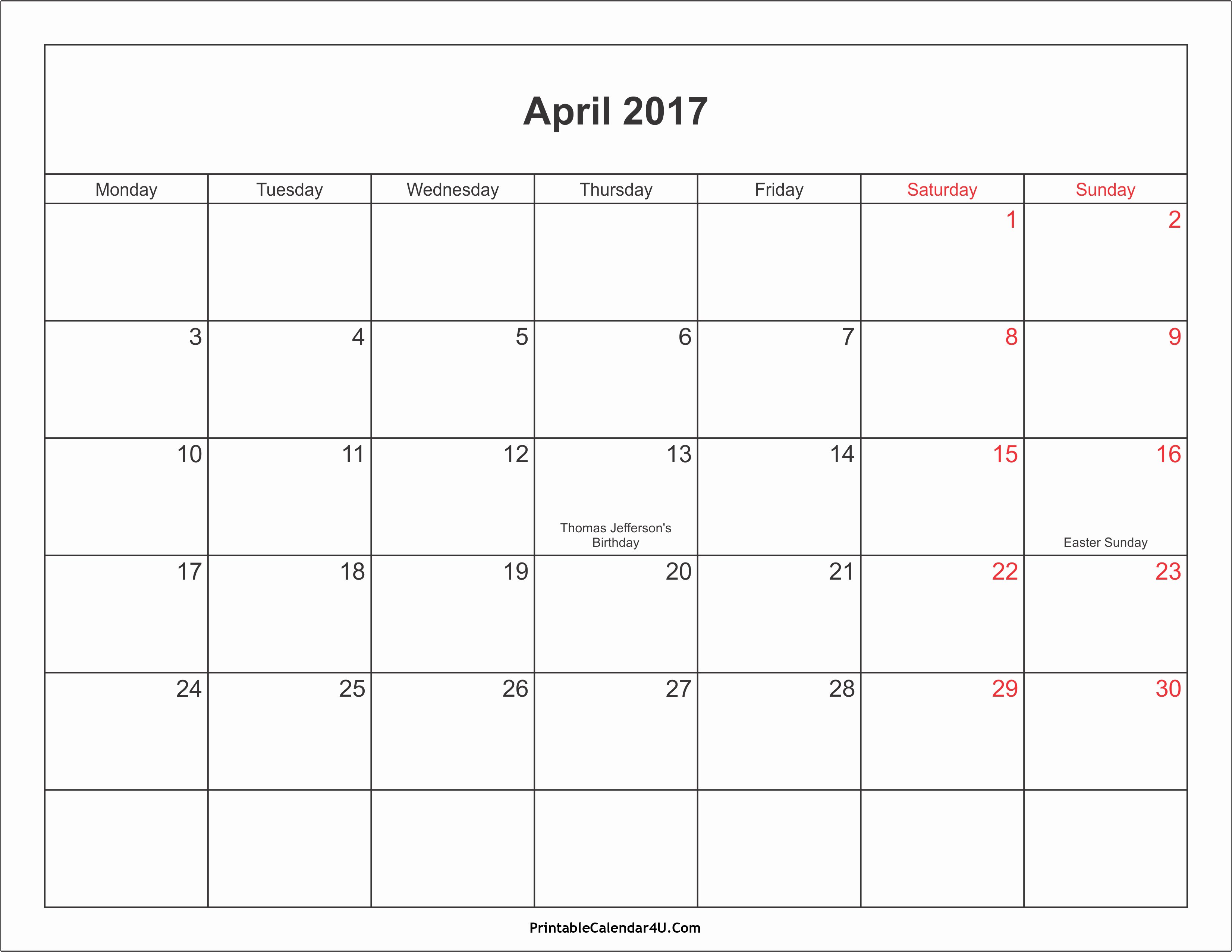 June 2017 Calendar Printable with Holidays
