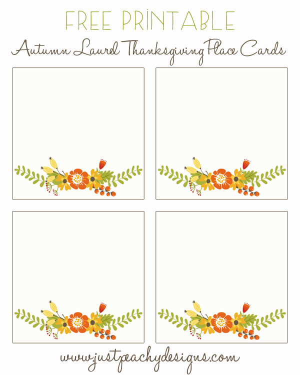 Just Peachy Designs Free Printable Thanksgiving Place Cards