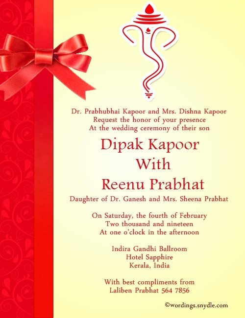 Kerala Wedding Invitation Letter