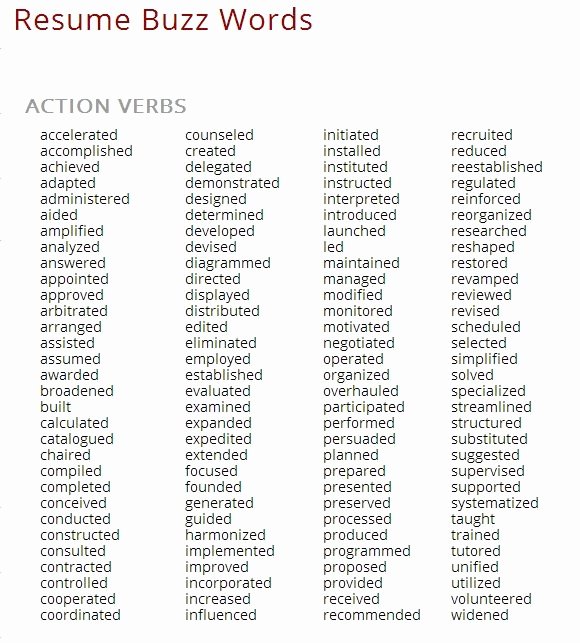 Key Resume Action Words Best Resume Gallery