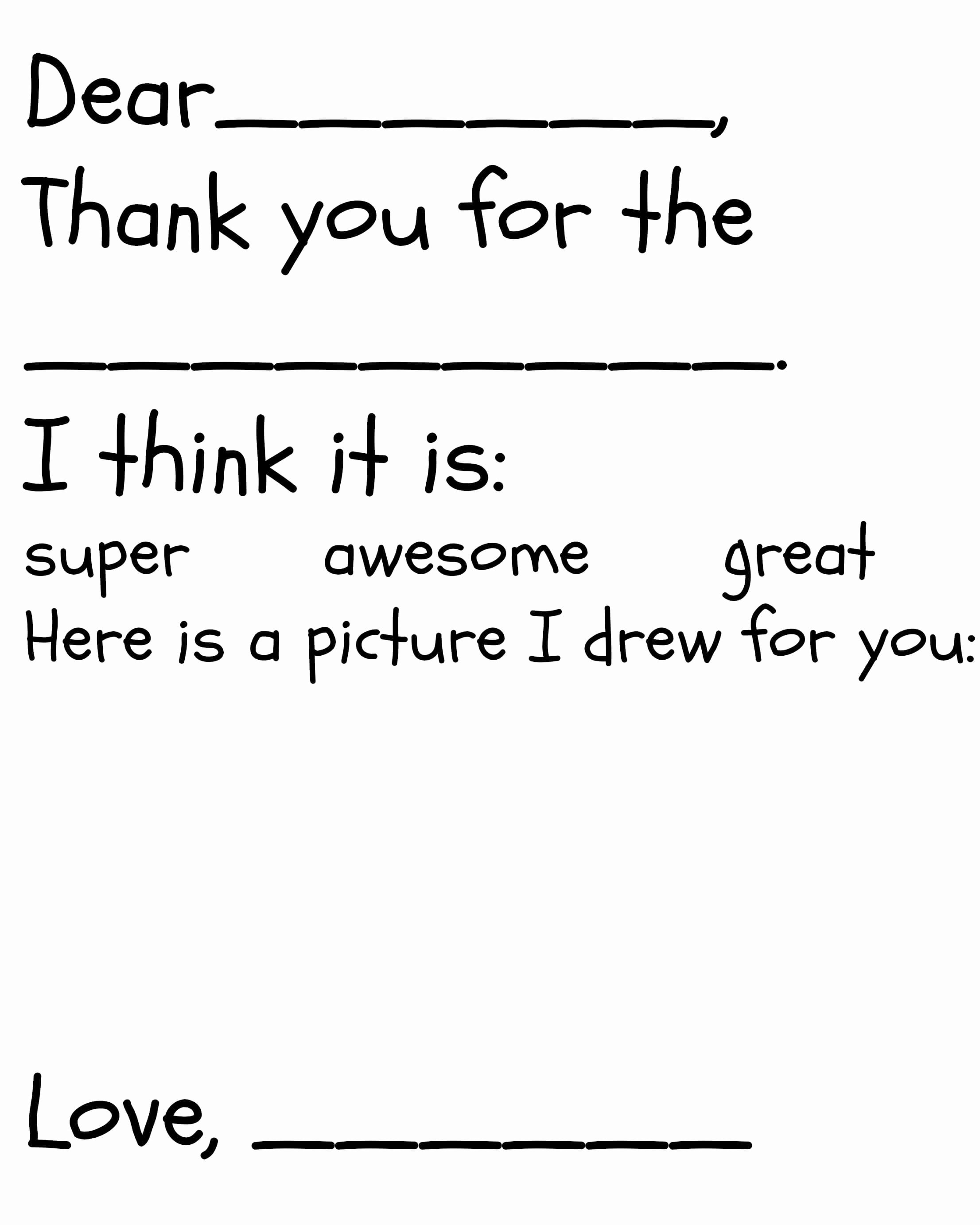 Kid S Thank You Card Printable