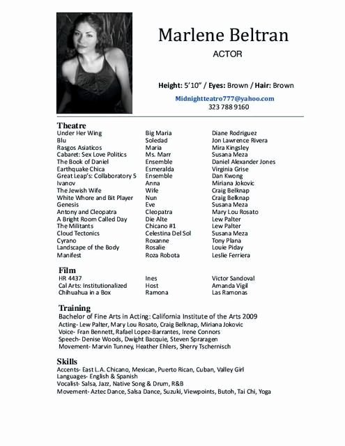 kids acting resume