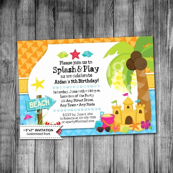Kids Beach Birthday Invitation Beach Party Invitation