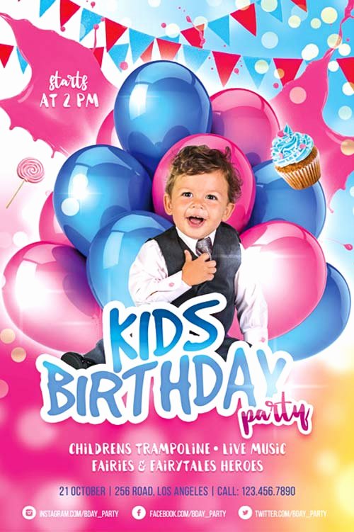 Kids Birthday Party Free Flyer Template Download for