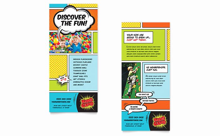 Kids Club Rack Card Template Design