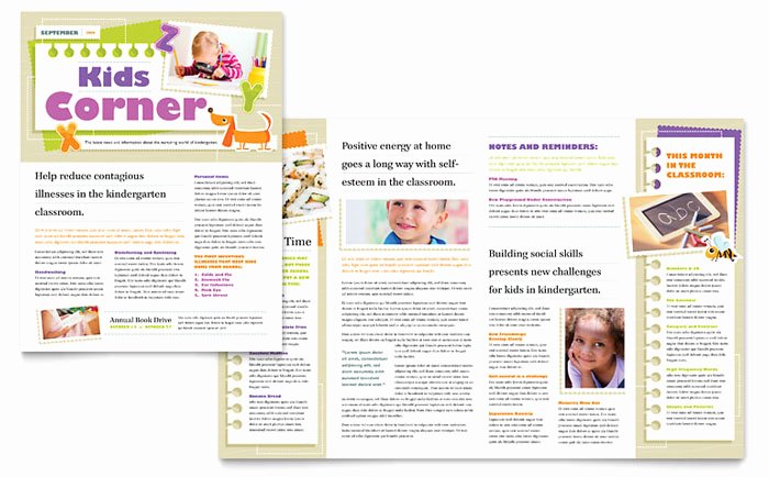 Kindergarten Newsletter Template Design