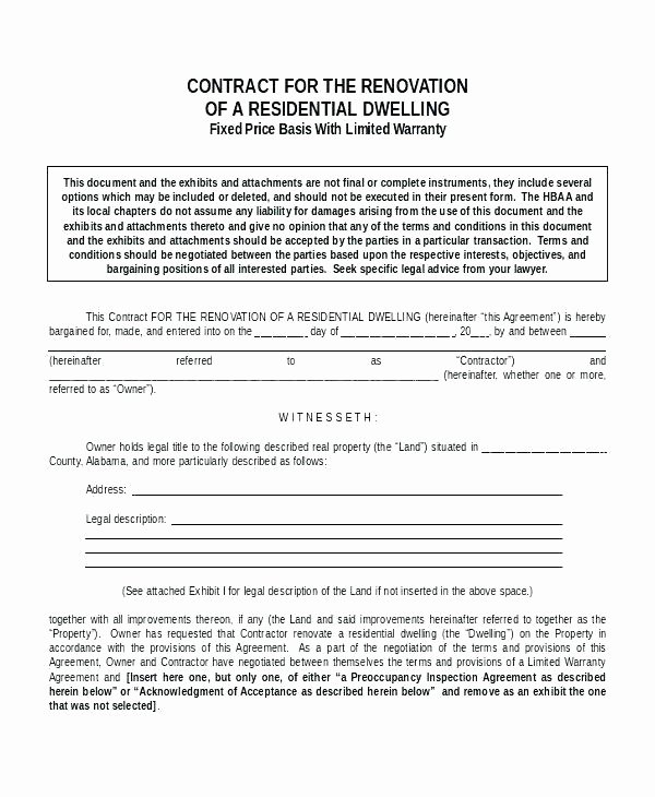 Kitchen Remodeling Contract Sample